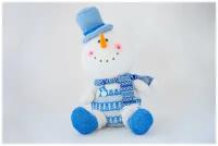 Сидящий снеговик, световой 25 см (цвет синий)