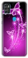 Дизайнерский силиконовый чехол для ЗТЕ Блейд А7с 2020 / ZTE Blade A7s (2020) Бабочки фиолетовые