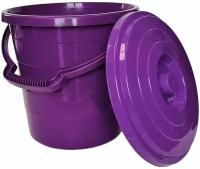 Ведро фиолетовое с крышкой 10 литров (10л) хозяйственное, пластик