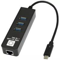 USB-концентратор 5bites UA3C-45-10BK, разъемов: 3, черный