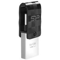 Флеш накопитель 16Gb Silicon Power Mobile C31, OTG, USB 3.1/Type-C, Черный