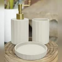 Набор для ванной "White Rose" ND Play (диспенсер, стакан, мыльница), керамика