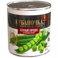 Горошек зеленый Кубаночка, жестяная банка 400 г