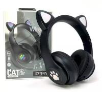 Беспроводные наушники Cat Ear P33M со светящимися ушками и лапками (Чёрный)