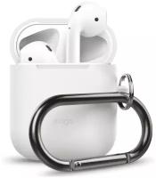 Чехлы из силикона с карабином Elago Airpods hang case / White