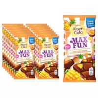 Молочный шоколад Alpen Gold Max Fun Альпен голд Макс фан манго, ананас, маракуйя, 150г х 16 шт