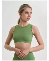 Женский топ на широких бретелях из трикотажного полотна в рубчик Mademoiselle 1510 crop top rib