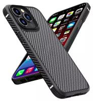 Карбоновый чехол для iPhone 13 Pro Max iPAKY MG Series Carbon Fiber прозрачная панель (Black)