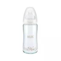 NUK First Choice Plus бутылочка стеклянная с соской из силикона, 240 мл, с рождения