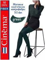 Женские матовые колготки из микрофибры Cinema Fiber 50 den, зеленый, размер 4