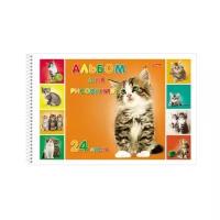 Hatber Альбом для рисования А4, 24 листа на гребне "Милые котята" обложка мелованный картон, блок 100 г/м2, перфорация на отрыв, микс