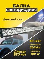 Светодиодная балка на крышу автомобиля, 60 диодов, дальний свет, мощность 180 Ватт, 12-24 вольт