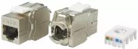 Вставка Hyperline KJ8-8P8C-C6-180-TLS-SH-F-WH формата Keystone Jack RJ-45(8P8C), категория 6, экранированная, тип 180 градусов, Toolless, белая (KJ8-8P8C-C6-180-TLS-SH-F-WH)