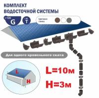 Комплект водосточной системы ПВХ G130/80, до 10 м,серый