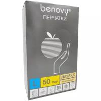 Перчатки BENOVY Latex Powdered/опудренные/ 50 пар/100шт/ Размер L