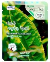 3W Clinic Тканевая маска для лица с экстрактом зелёного чая, 23 мл