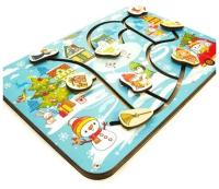 Развивающая игра-головоломка Лабиринт для малышей "Новый год", найди пару, деревянный планшет с подвижными деталями