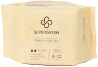 Супергрин / Женские гигиенические прокладки с крылышками SUPERGREEN, S (18,5 см) 12 шт