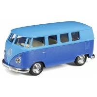 Машинка металлическая Uni-Fortune RMZ City серия 1:32 Автобус инерционный Volkswagen Samba bus Transporter, цвет матовый голубой с синим, двери открываются 554025M(K)