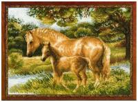 Лошадь с жеребенком #1258 Риолис Набор для вышивания 40 x 30 см Счетный крест