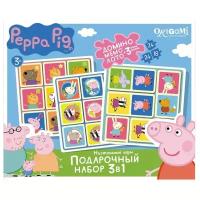 Свинка Peppa Pig. Подарочный набор 3 в 1. Лото. Мемо. Домино+3 мини-пазла