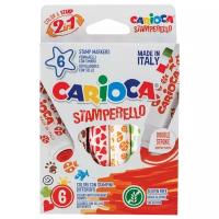 Фломастеры-штампы двусторонние Carioca "Stamp Markers", 06цв., смываемые, картон, европодвес