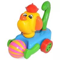 Каталка-игрушка Poltoys Собака с мячиком (PL7066), голубой/желтый/зеленый