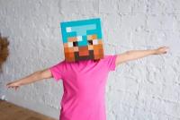Картонная маска алмазного Стива из игры Майнкрафт/Minecraft