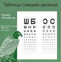 Таблица Сивцева для проверки зрения. Размер по госту 594х480 мм