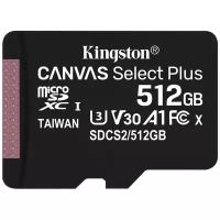 Карта памяти Kingston microSDXC 512 ГБ Class 10, V30, A1, UHS-I U3, R/W 100/85 МБ/с, 1 шт, черный