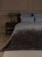 Плед Buenas Noches Длинный ворс 220х240 см, размер Евро, покрывало на диван, теплый, мягкий, искусственный мех, коричневый, однотонный