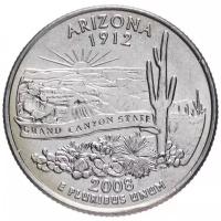 Монета номиналом 25 центов, США, 2008, "Аризона" P