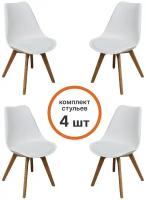 Комплект стульев для кухни Jerry, экокожа/массив дерева, цвет белый, 4 шт