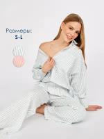 Домашний костюм женский с брюками оверсайз пижамный белый 48