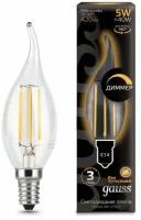 Светодиодная лампа Gauss LED Filament Свеча на ветру dimmable E14 5W 420lm 2700K