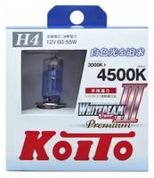 Лампа высокотемпературная Koito Whitebeam Premium H4 12V 60/55W (135/125W) 4500K (комплект 2 шт.) арт. P0744W