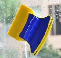 Стеклоочиститель стекломойка с водосгоном.Магнитная щетка для мытья окон двухсторонняя мойки со шнуром с подушками