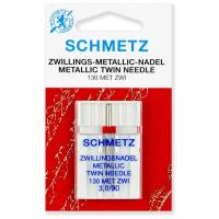 Игла/иглы Schmetz Metallic 130 MET ZWI 3/90 двойная для металлизированных нитей, серебристый