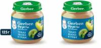 Пюре детское фруктовое Яблоко Груша "Gerber" с 5 месяцев 125 г 2 шт