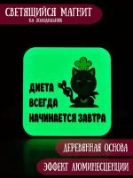 Светящийся в темноте магнит на холодильник RiForm "Диета всегда начинается завтра"