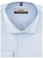 Рубашка мужская длинный рукав GREG 221/131/7337/Z/1p, Полуприталенный силуэт / Regular fit, цвет Голубой, рост 174-184, размер ворота 40