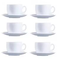 Чайный набор Luminarc Essence White 12 предметов Чашка 6шт 220мл Блюдца 6шт стекло Сервиз Посуда