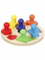 Круг И геометрические фигуры Рамка-вкладыш сортер детский логический головоломка учим цвета пазл