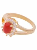 Кольцо помолвочное Lotus Jewelry, агат, размер 18, бордовый
