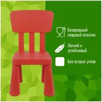 Детский стул / стульчик пластиковый для ребенка, малышей со спинкой Мамонт красный, от 2 до 7 лет, 532752