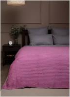 Плед вязаный Buenas Noches Primo Акрил, 150х200 см, 1,5 спальный, покрывало на диван, велсофт, мягкий розовый