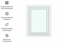 Окно ПВХ одностворчатое КВЕ Expert поворотно-откидное правое 90х70 двухкамерный стеклопакет цвет белый
