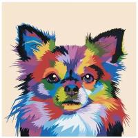 Разноцветная собачка Раскраска картина по номерам на холсте