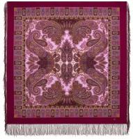 Платок шерстяной Павловопосадские платки 1344 Фаворит 6, бордовый, 125 х 125 см