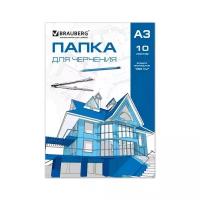 Папка для черчения А3 BRAUBERG, 42 х 29.7 см, 160 г/м², в папке 10 листов без рамки